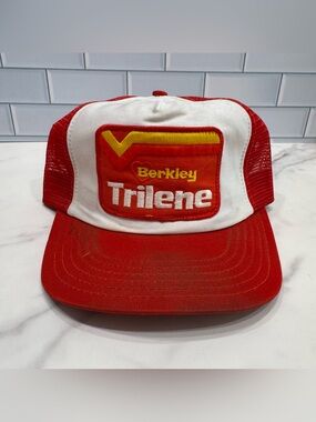 Vintage 80s Trucker Hat Berkley Trilene Fishing Brand Hat Adjustable Made in USA